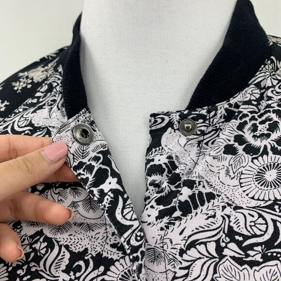 Free People Jacket Womens S Small Floral Bomber Snap Button Satin Lined Pockets - Picture 10 of 16